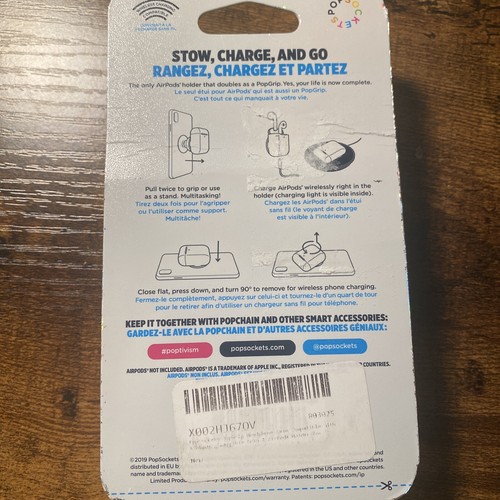 POPSOCKETS PopGrip AirPods Holder - Collapsible Phone Grip + Stand - White - NEW - 第 2/2 張圖片
