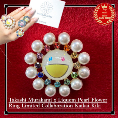 Takashi Murakami x Liquem Pearl Flower Ring Limited Collaboration Kaikai Kiki
