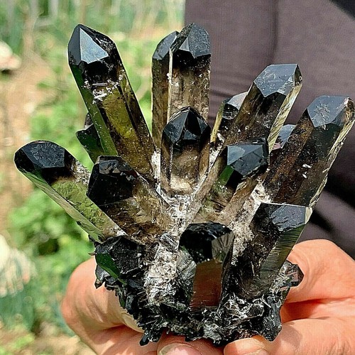 New Find black Phantom Quartz Crystal Cluster Mineral Specimen Healing 300g/1pc - Picture 11 of 12