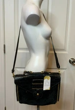 Rebecca Minkoff Collection Black Crocodile & Fur Crossbody Purse Handbag