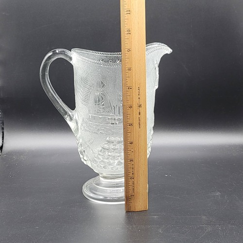 Vintage ANCHOR HOCKING PITCHER ADMIRAL DEWEY Olympia Eagle Canon Flags Guns - Picture 3 of 12