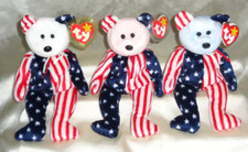 Ty Beanie Baby Spangle Red White  Blue Heads June 14 1999 Error Tags PE pellets