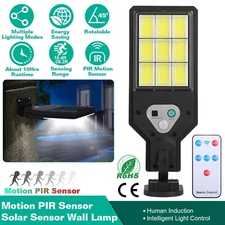 Solar Wall Light Outdoor 9 COB PIR Motion Sensor Lamps IP45 Waterproof w/ Remote
