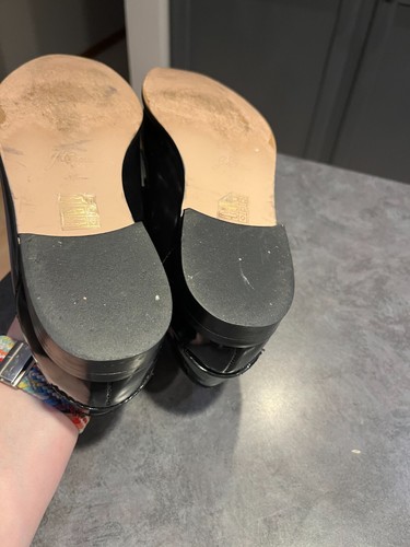 J Crew Shiny Black Leather Almond Toe W Tassel Penny Loafers Women's Sz 10 - Picture 11 of 11