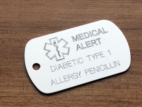 COLLAR PERSONALIZADO GRABADO ALERTA MÉDICA INFORMACIÓN IDENTIFICACIÓN ETIQUETA DE PERRO ALERGIAS DIABÉTICAS HIELO - Imagen 23 de 24