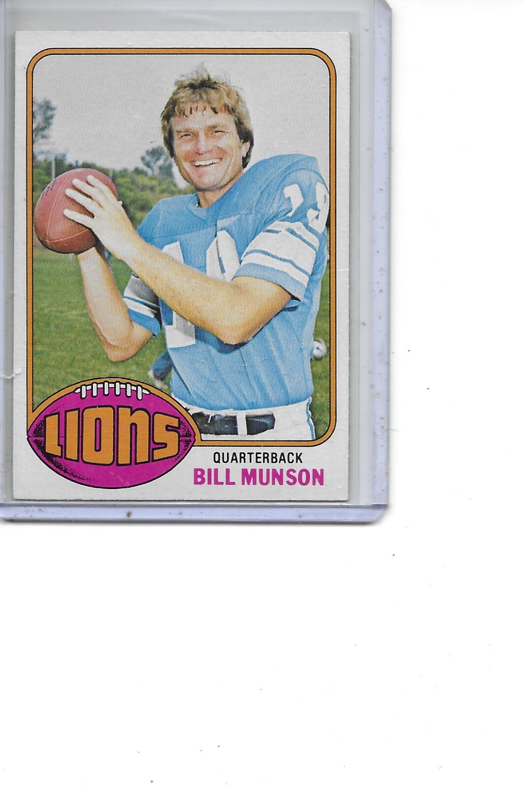 1976 Topps Bill Munson Detroit Lions Football Card #404