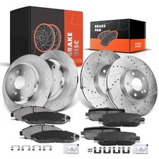 Front & Rear Drilled Rotor + Ceramic Brake Pad for Acura MDX ZDX Honda Pilot 