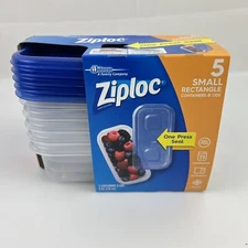 Ziploc One Press Seal Small Rectangle Container - 5 ct