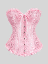 Women Sexy Overbust Boned Corset Burlesque Basque Tops Lace Up Waist Firm XS-2XL