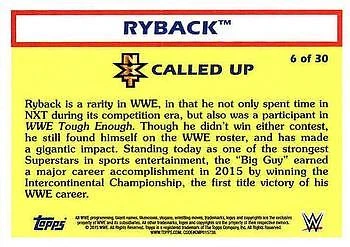 Ryback 2015 Topps WWE Heritage - NXT Called Up #6 - - Image 2 of 2