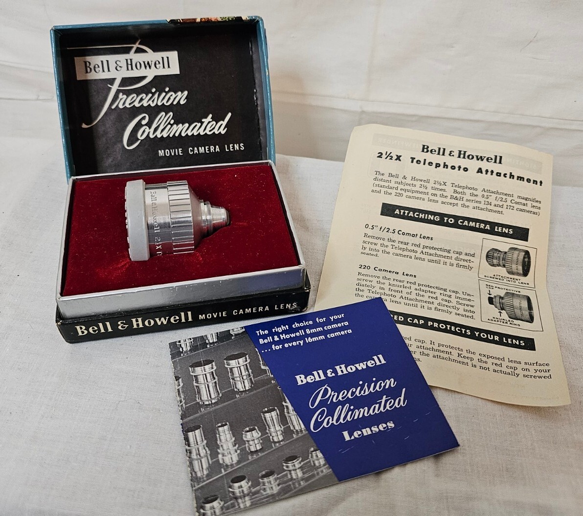 Vintage Bell & Howell Movie Camera Lens 2 1/2 x Telephoto Attachment Original B1