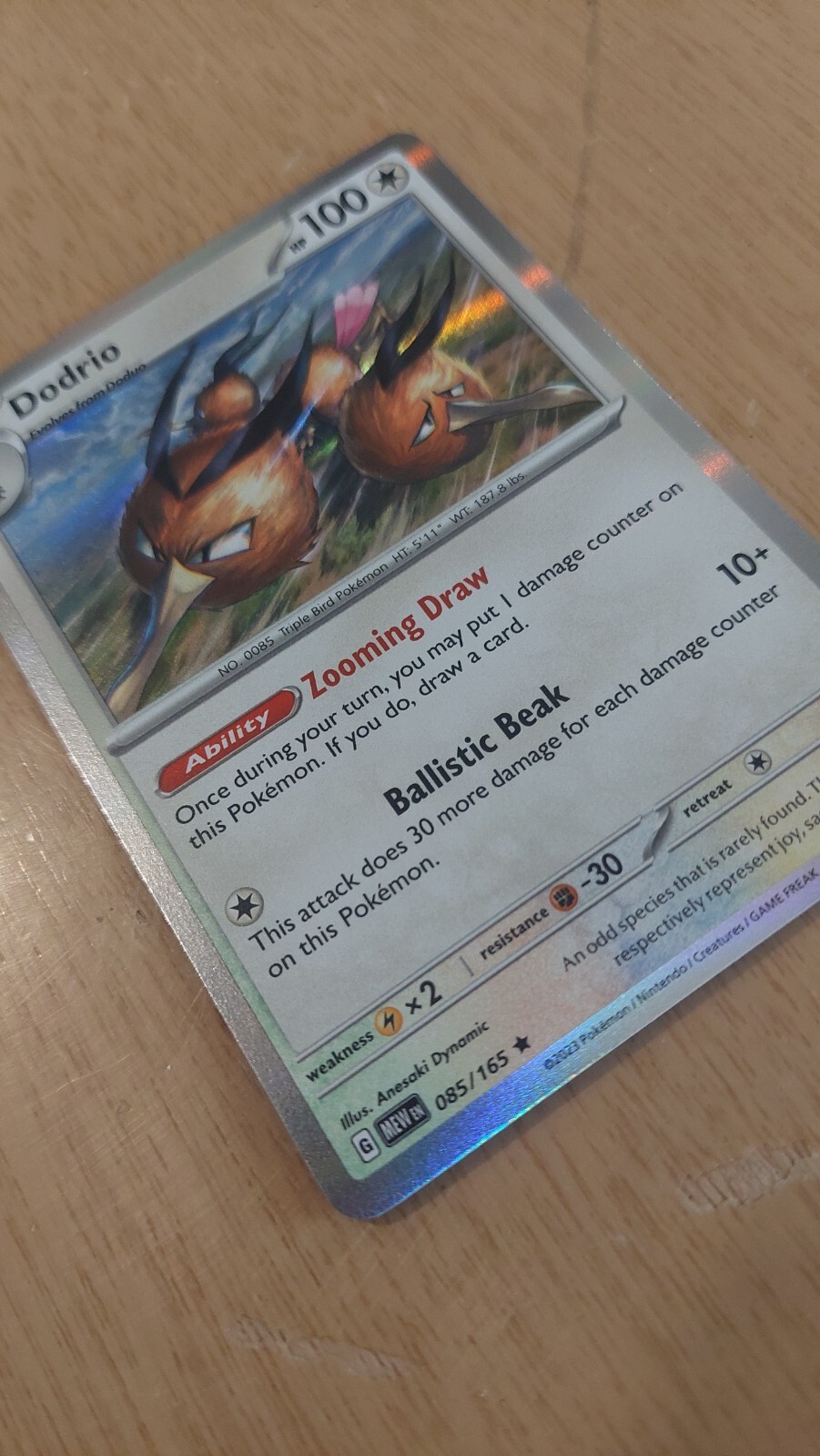 Dodrio 85/165 Holographic Pokemon card