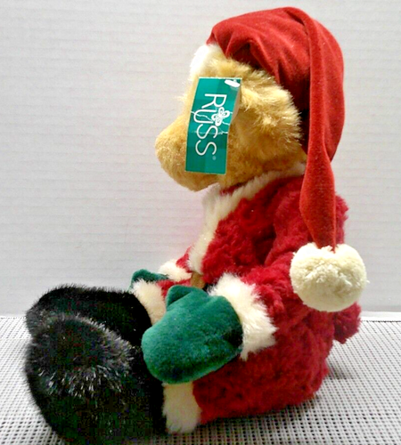 Russ Berrie Navidad Rojo Papá Noel Traje Marrón Kris Oso de Peluche Peluche 16" - Imagen 4 de 13
