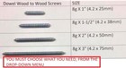 WOOD TO WOOD DOWEL SCREWS DOUBLE ENDED SCREWS 1",1.5",2",3"x8g, PCAKS 1 TO 300
