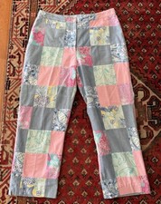 Vtg  Womens LILLY PULITZER Cropped Capri Pants Patchwork Floral whale crab SZ 8