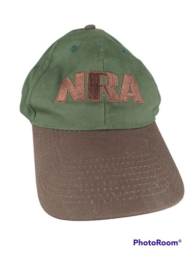 Gorra de béisbol ajustable vintage de la NRA marrón verde bordada muy limpia - Imagen 1 de 8