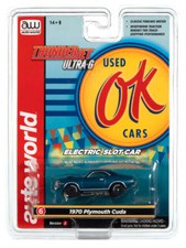 NEW Auto World Thunderjet Ok Used Cars 1970 Plymouth Cuda Teal HO Slot Car