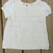 Matilda Jane Whipped Cream Top Happy and Free Eyelet tee Size 4 EUC