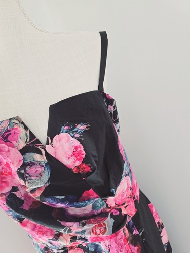 City Chic Romantic Rose Floral Strapless Faux Wrap Hi Low Maxi Dress 22 XL NEW - Picture 7 of 14