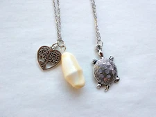 2 Lot Seashell Turtle Beach Mermaid Boho  Necklace 18" USA  Seller Gift New