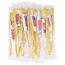 Disposable Toothbrushes with Toothpaste,200 Pack Yellow Hollow Individually W.