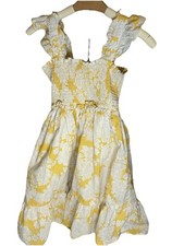 Janie and Jack Yellow Floral Smocked Summer Dress Girls Size 10 EUC