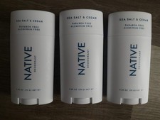 Native Deodorant Sea Salt  Cedar Scent 2.65 oz - 3 PACK NEW SHIPS FAST