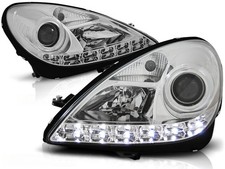 Scheinwerfer LED Tagfahrlicht Optik f&uuml;r Mercedes SLK R171 Bj. 04-11 Chrom