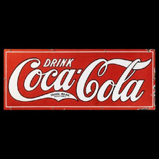 PORCELIAN COCA-COLA ENAMEL SIGN SIZE 34X14 INCHES