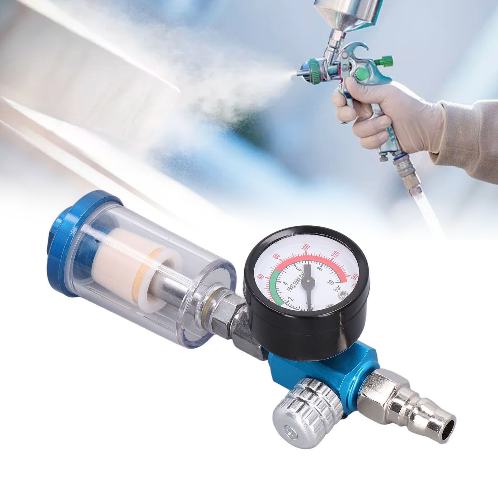 Spray Gun Air Regulator Iron Plastic Brass Pneumatic Tool Accessory for Paint