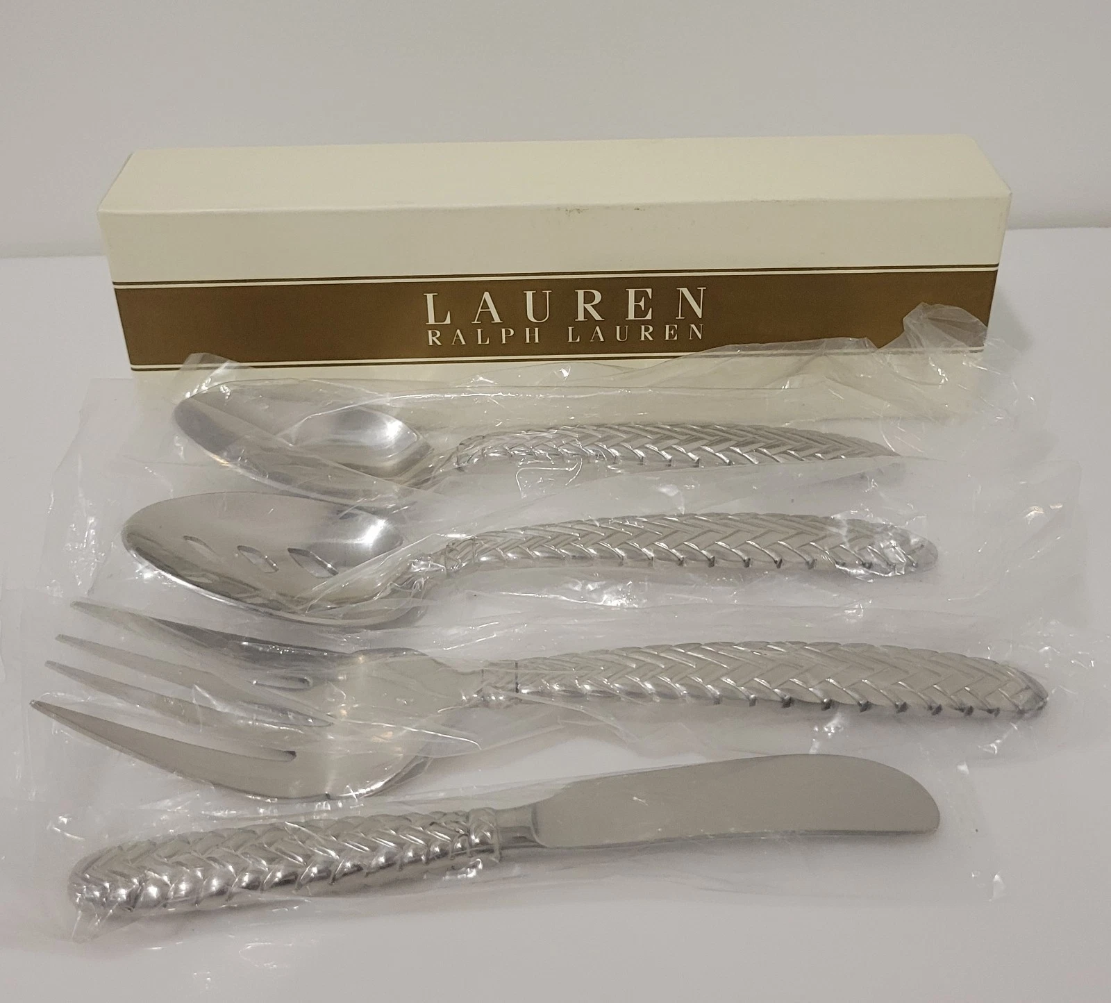 Ralph Lauren Equestrian Glossy Serving Set 4 Piece Stainless 18 10 Flatware