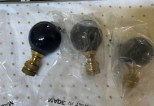Set 3 Vintage Marble/Glass Blue 1" Ball Lamp Finials Antique Bases New In Bags