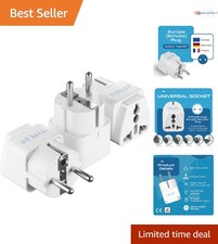 3 Pack Schuko Type E/F Travel Power Adapter for - Compact  Safe