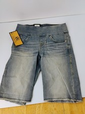 Rock Republic Blue Denim Stretch Shorts Size 4 Fever Bermuda Pull On Mid Rise