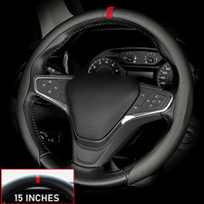 Red Stripe Car Steering Wheel Cover Nappa Leather For Vw Tiguan T-roc Golf Jetta