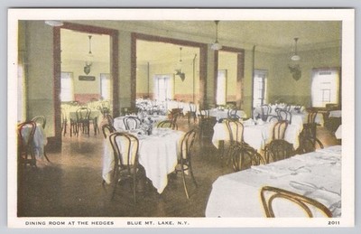 Dining Room at The Hedges Blue Mountain Lake New York Adirondacks Postcard