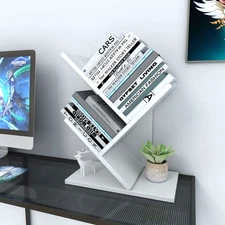 Tree Bookshelf 3-Tier Wood Mini and Small Bookcase for Office Home or School