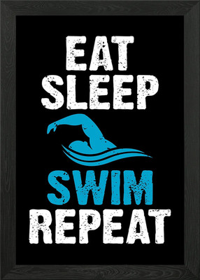 Gerahmtes Wandbild Poster Eat Sleep Swim Repeat Geschenk Leinwanddruck Bild