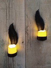 2 Black Candle Holders For Wall  Leaf Design  candles not included 