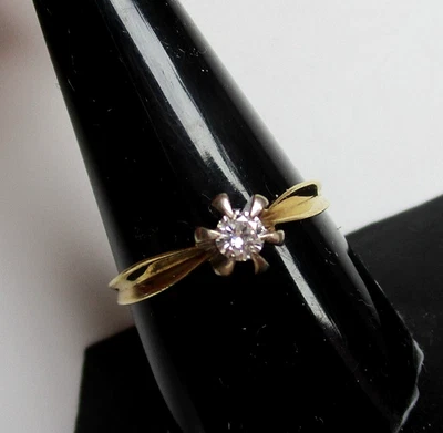 Feiner Ring in 585er Gold 15Kt-Gelbgold-1Diamanten-0,31ct - RG 61 -Solitär Ring - Bild 1 von 4