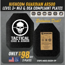 Highcom Guardian AR500 Level III+ Plates - NIJ & DEA Certified Complaint