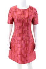 Kenzo Womens Printed Crew Neck Short Sleeve Zip Back Love Dress Pink Size 36