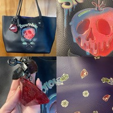 COACH Disney Snow White City Tote Bag Poison Apple Dimond Keychain/ Bag Charm