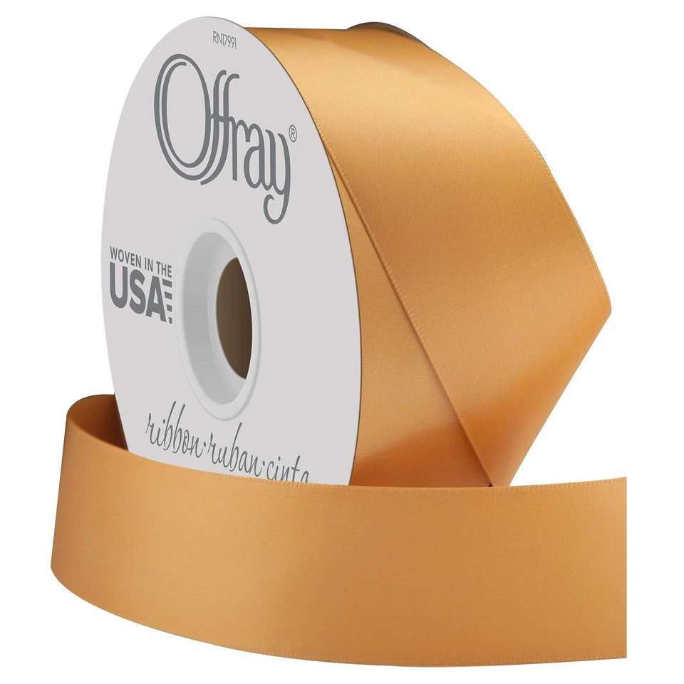 1,5-дюймовая золотисто-эльская желтая двойная атласная лента 50 ярдов для рукоделия и рукоделия... - Изображение 2 из 3