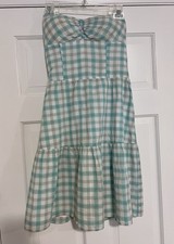 Guess Jeans Plaid Dress Light Blue, White And Orange 100% Cotton, Lined M