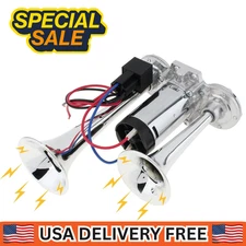 12V Air Horn for Truck, 600DB Dual Trumpets Super Loud Electric Car Air Horn Kit