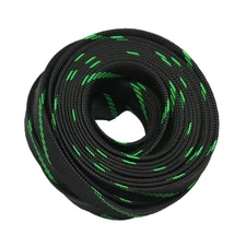 30ft PET Expandable Sleeving Wire Cable Sleeve 3/5, GreenBlack