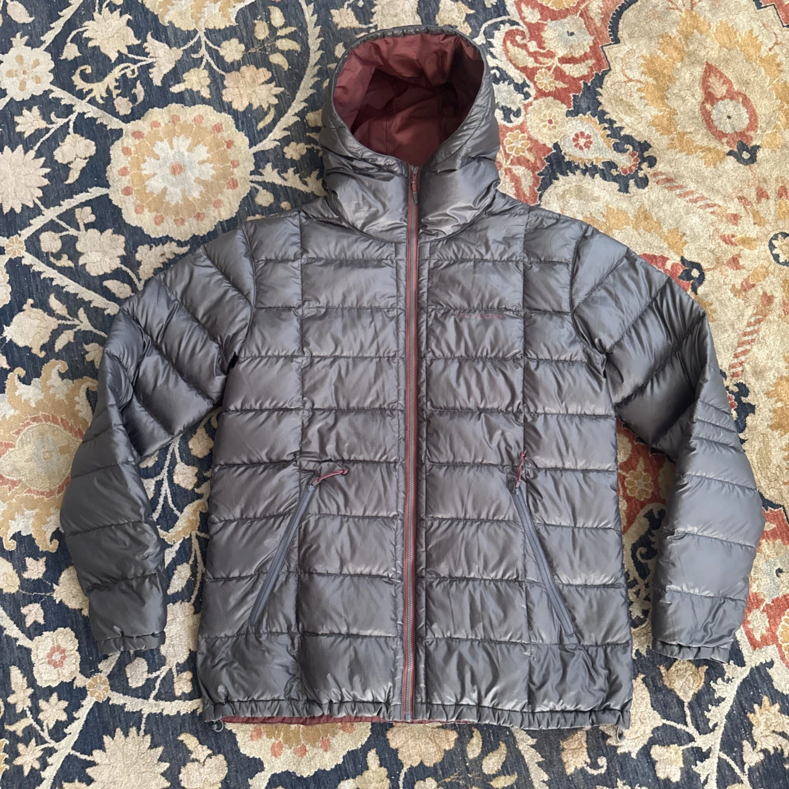 Flylow Gear General's Gray Down Hooded Jacket Mens Large image 1