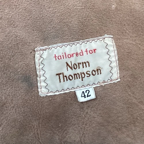 Norm Thompson Men’s Brown Shearling Overcoat 42 Button Front Fur Trim Pockets image 3