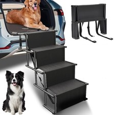 Hunderampe 4 Stufen Bis-(80KG) Tiertreppe Klappbar Hundetreppe Einstiegshilfe